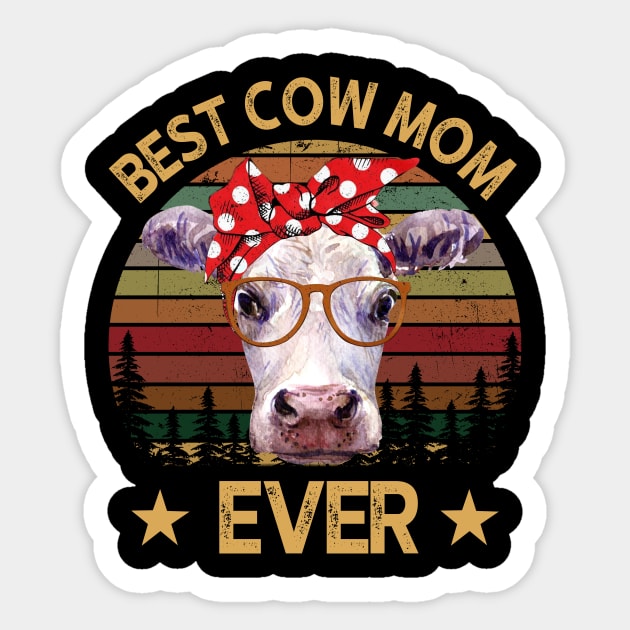 Best Cow Mom Ever Sticker by gotravele store